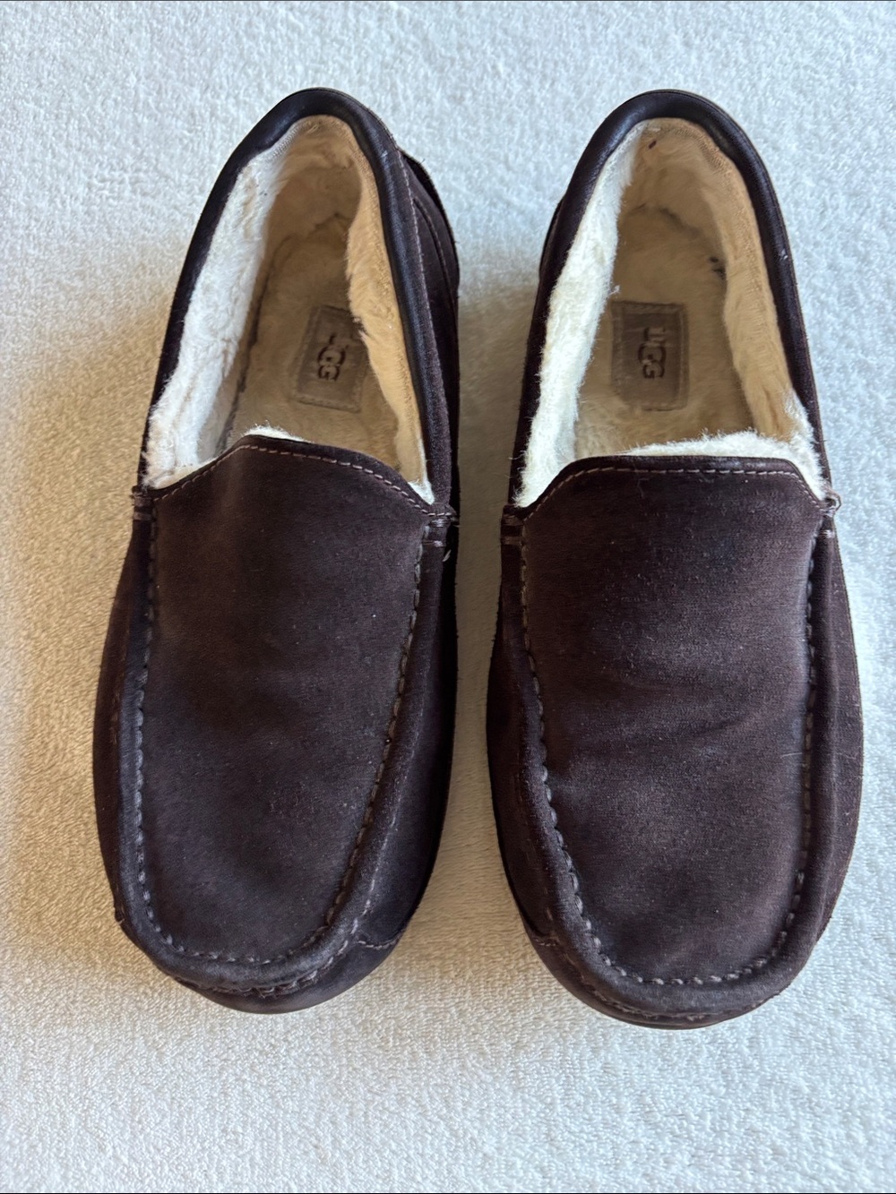 UGG Men's Dark Brown Suede Lined Slippers